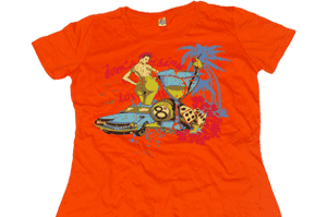 koszulka pomarańczowa samochód hazard