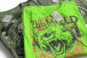 T-shirt z nadrukiem kolorowy niedźwiedź zielony
