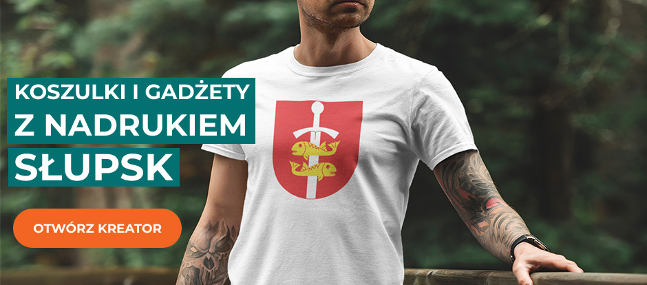 Koszulka i gadżety reklamowe z herbem miasto Słupsk