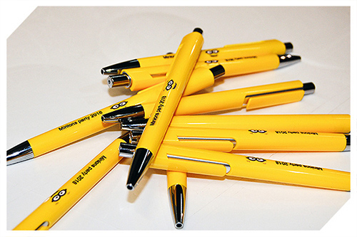 żółte długopisy z nadrukiem